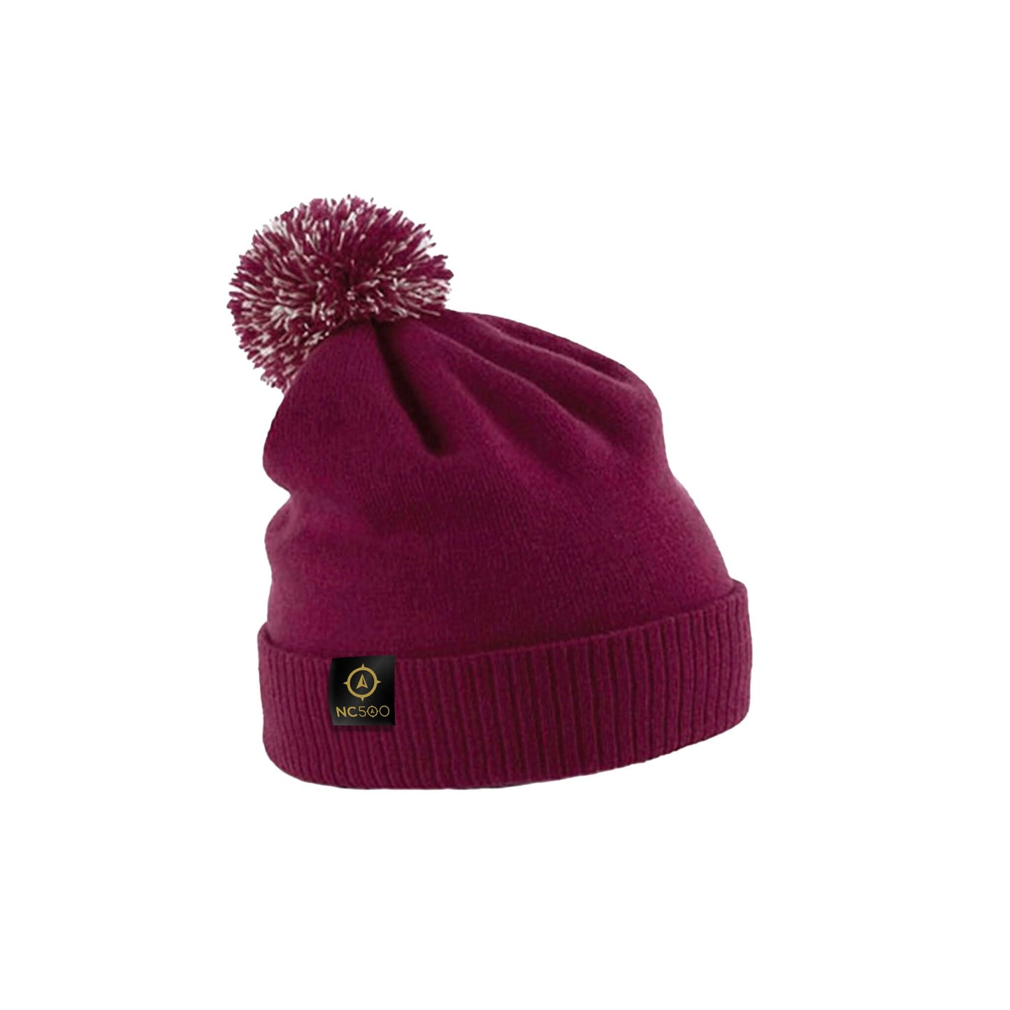 Classic Pom Pom Beanie | Burgundy/White | North Coast 500