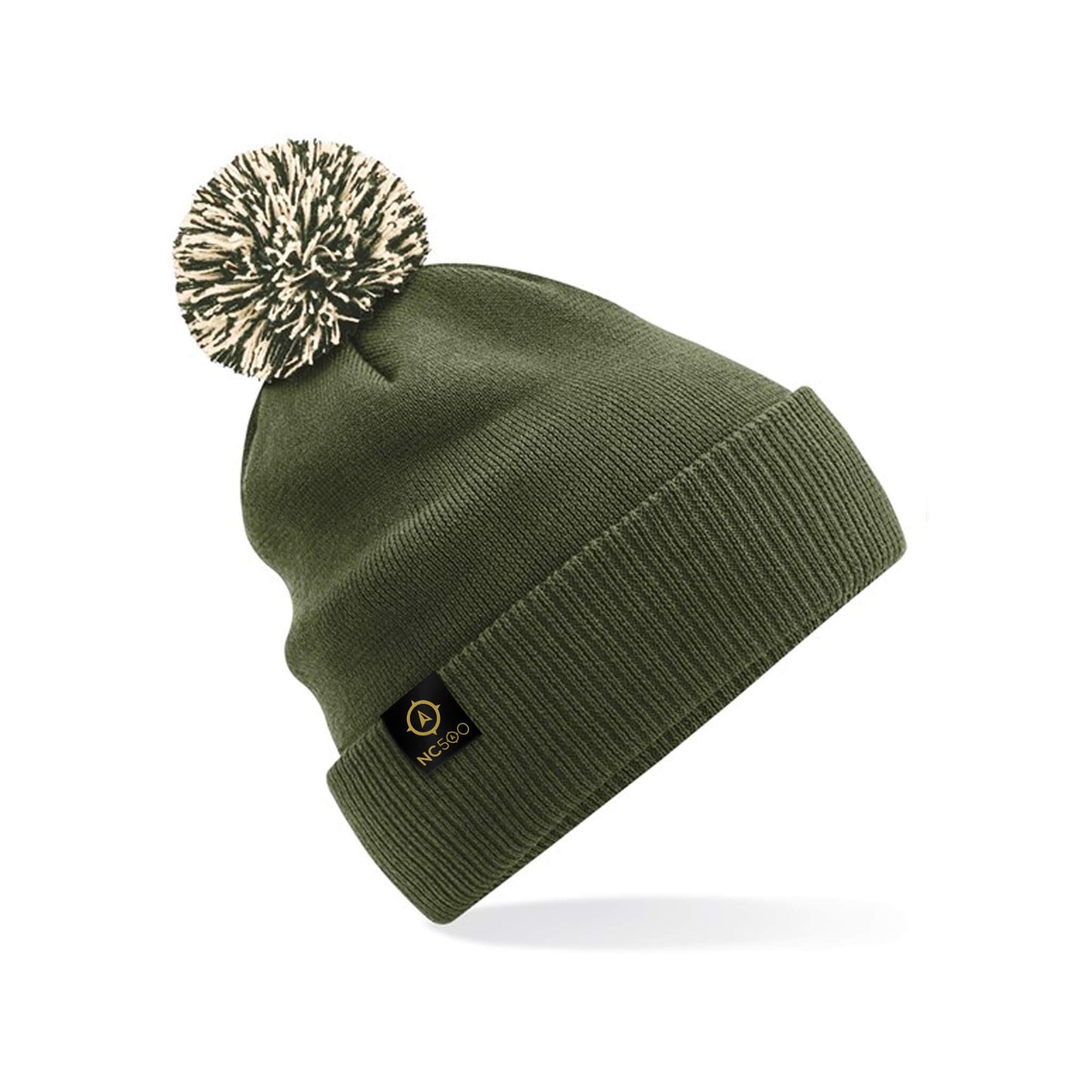 Classic Pom Pom Beanie | Olive Green/Oatmeal | North Coast 500