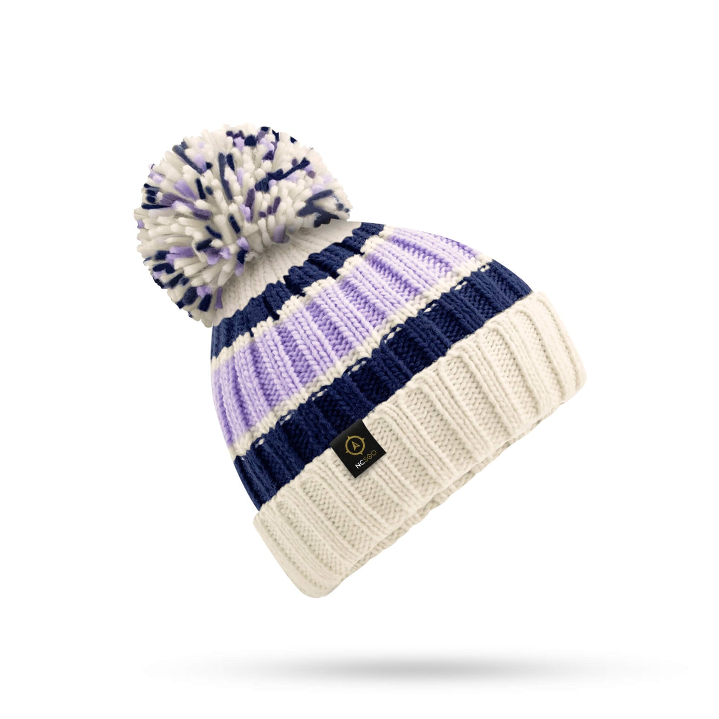 Striped Pom Pom Beanie