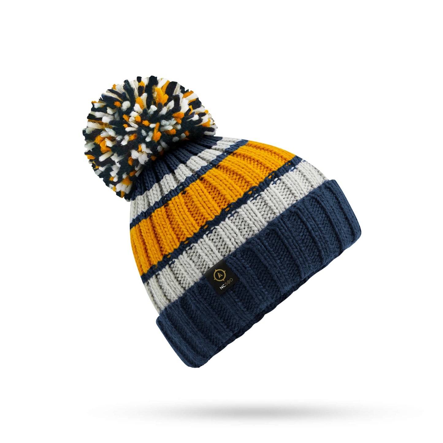 Striped Pom Pom Beanie
