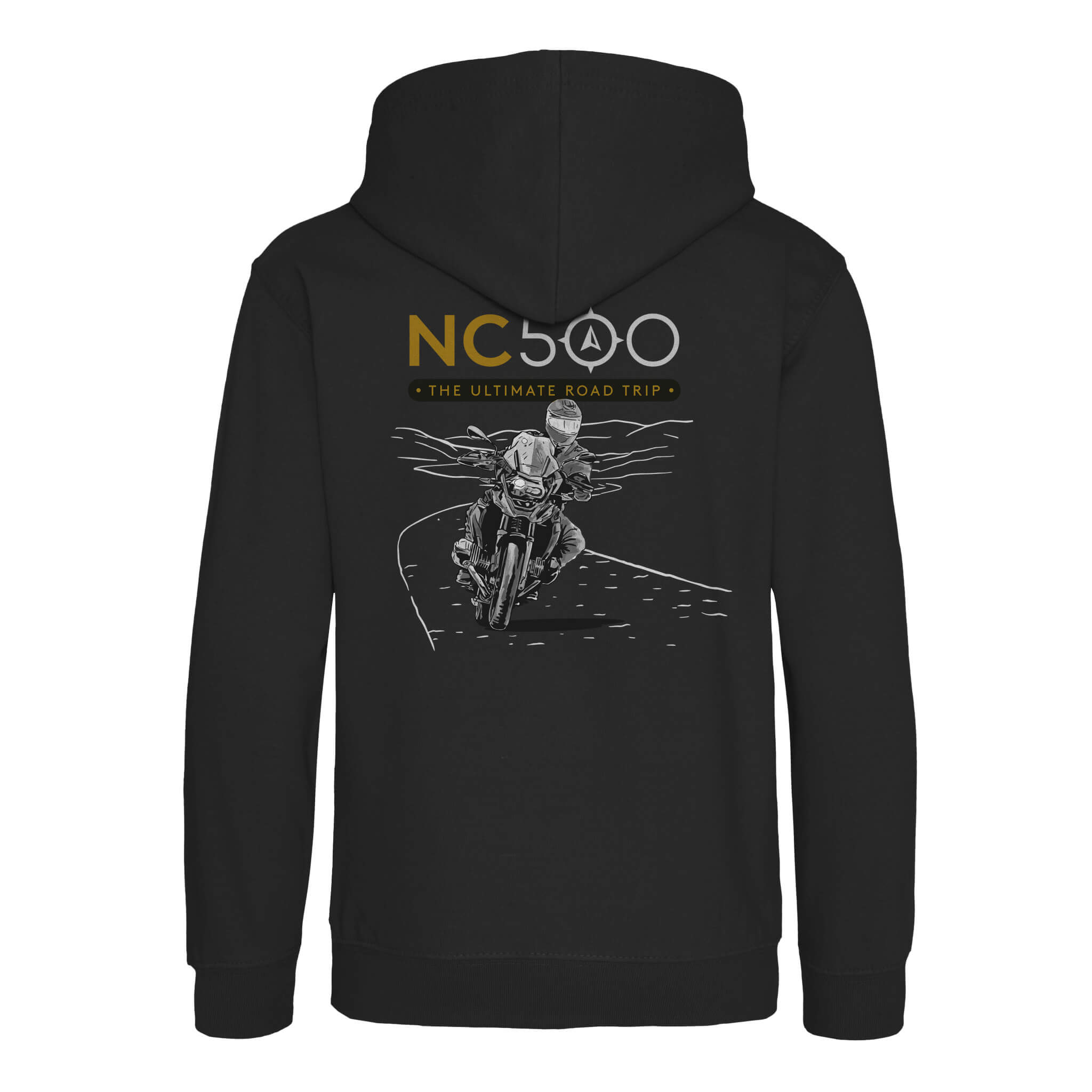 Biker Hoodie | Black| Front | North Coast 500