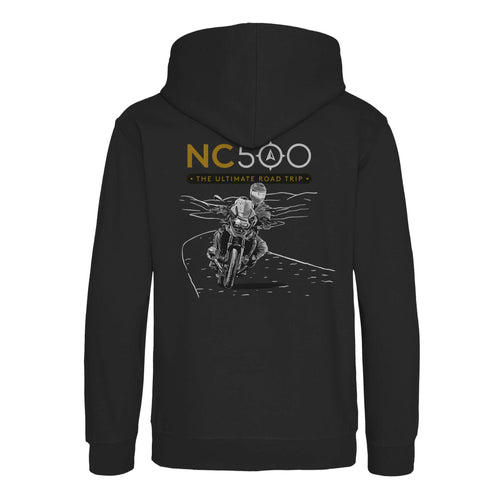 Biker Hoodie | Black| Front | North Coast 500