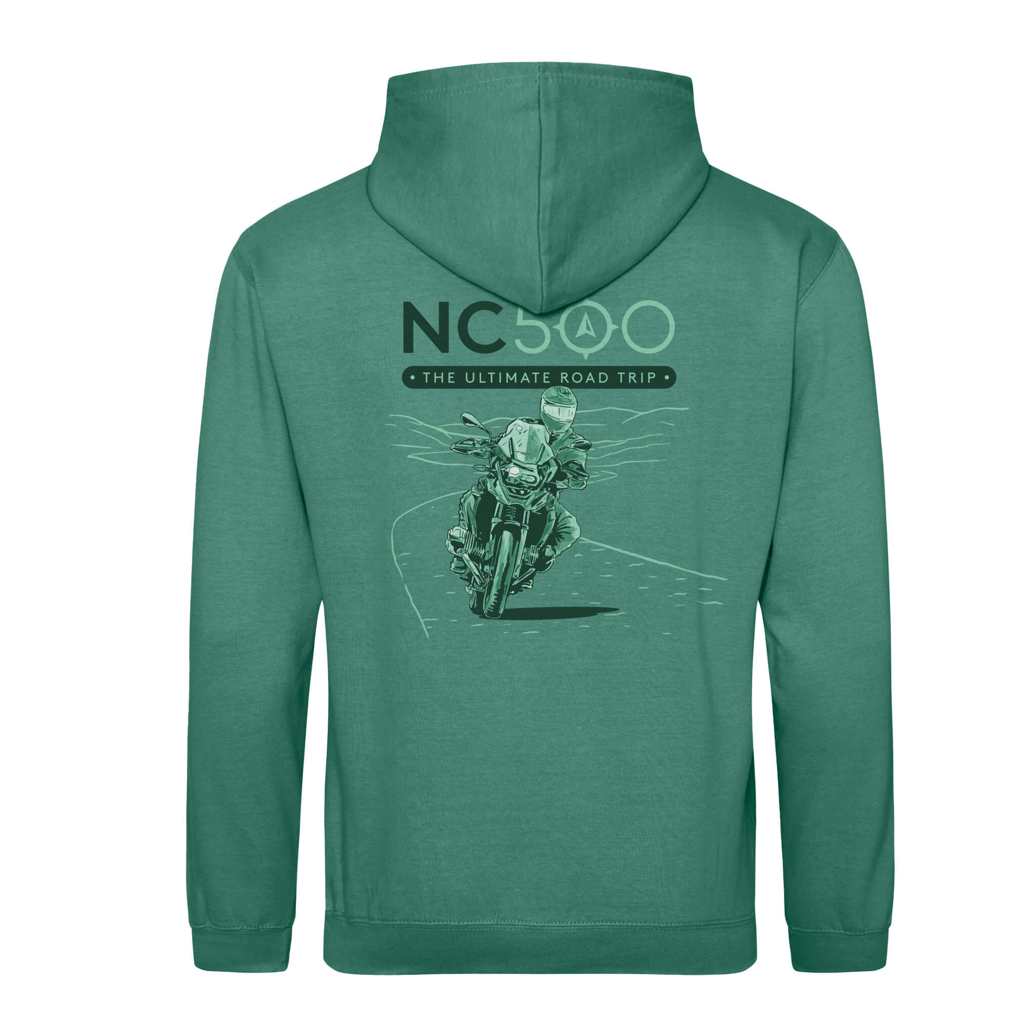 Biker Hoodie | Pine Green | Back | North Coast 500