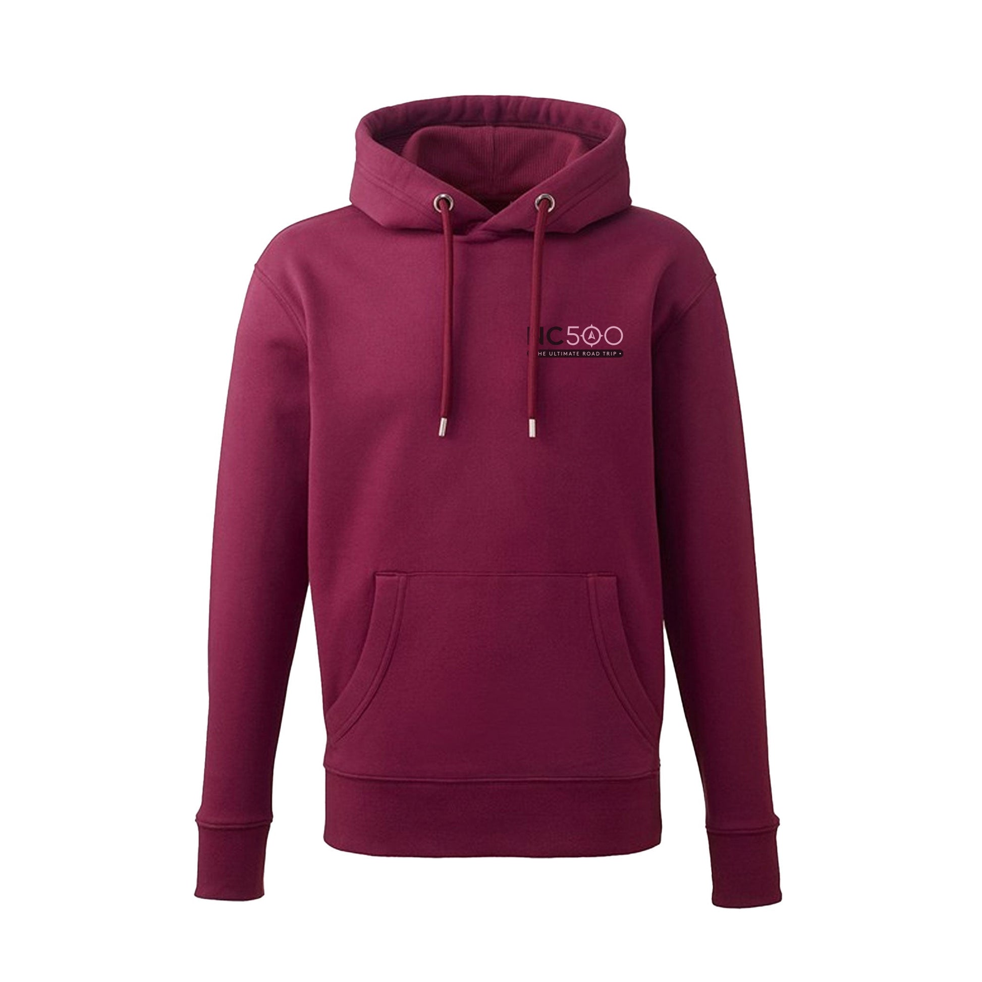 Biker Hoodie | Burgundy | Front | North Coast 500