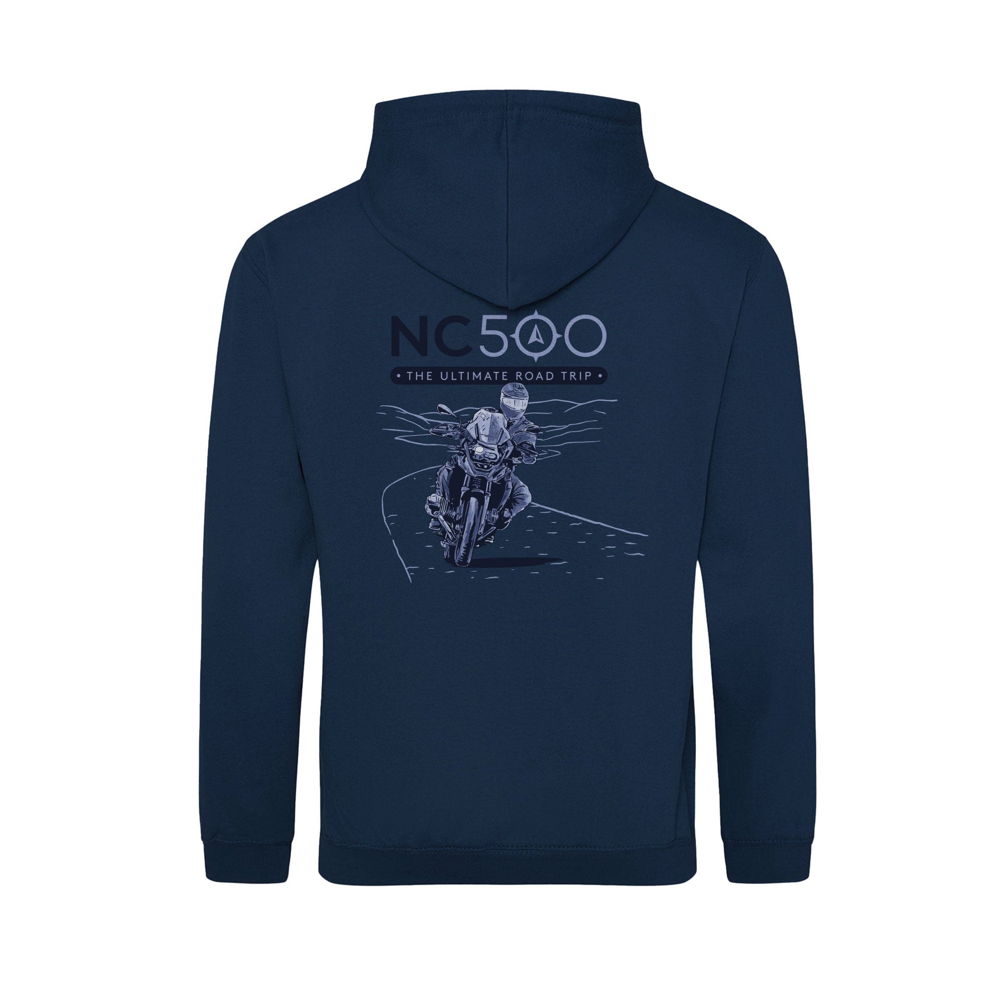 Biker Hoodie | Navy | Back | North Coast 500