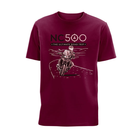 Biker T-Shirt | Burgundy | North Coast 500