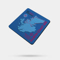 Blue coaster printed with graphic of North Coast 500 route