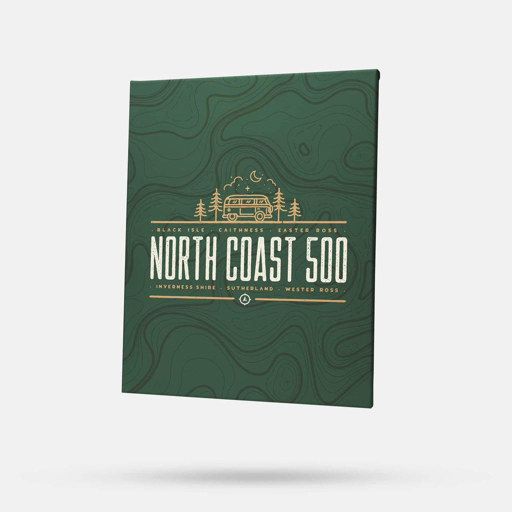 Premium wall canvas with NC500 camper design.