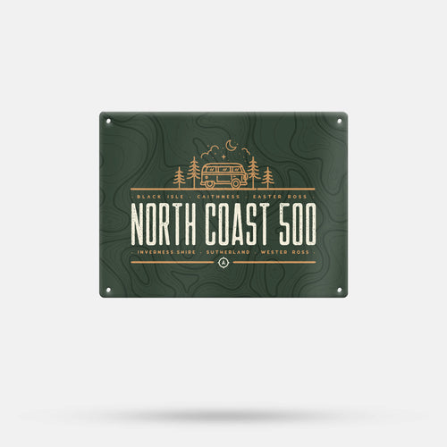 NC500 camper metal sign wall art