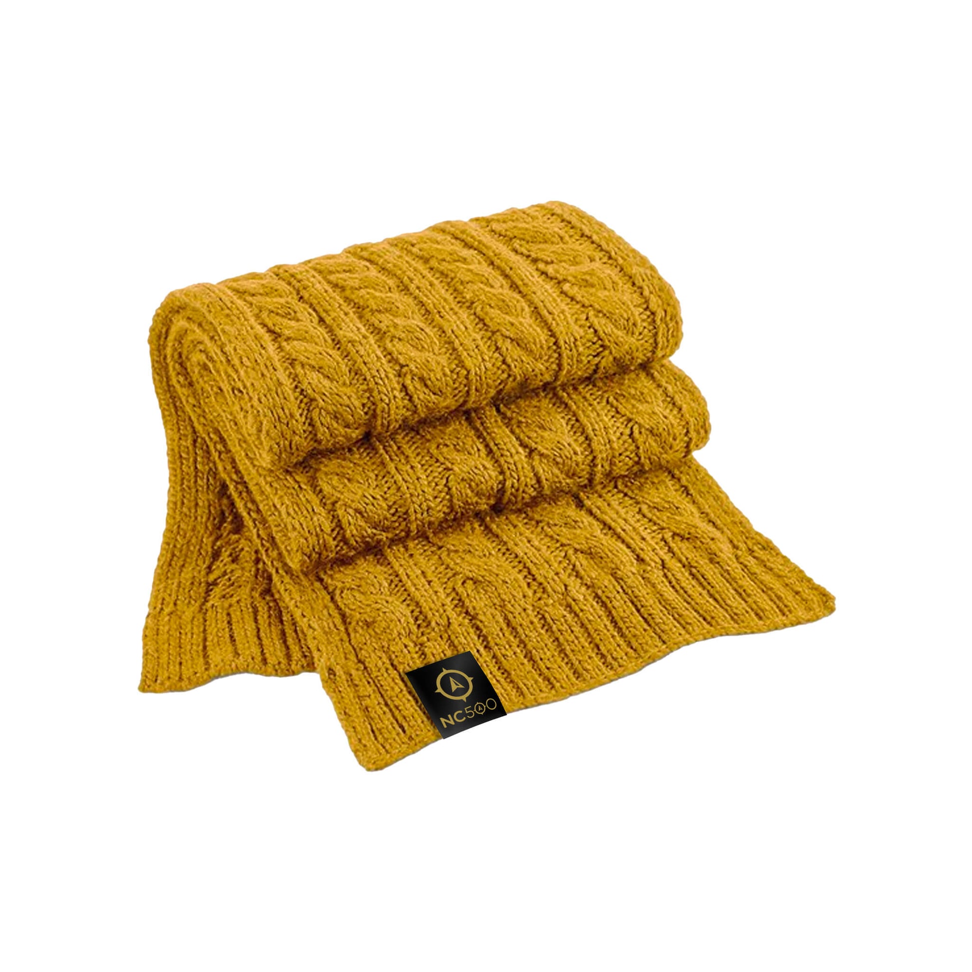 Cable Knit Scarf | Mustard | North Coast 500