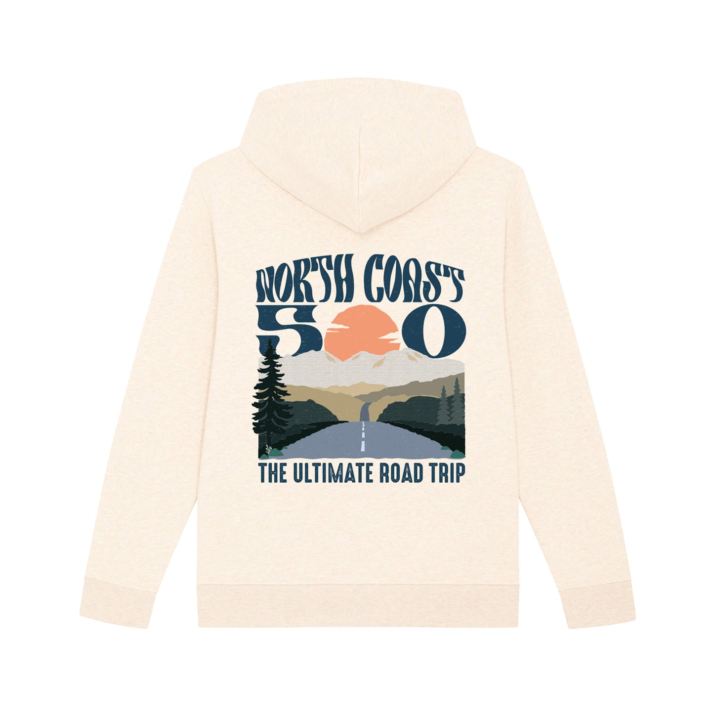Into the Sunset Organic Cotton Hoodie - Off White - Back View - North Coast 500