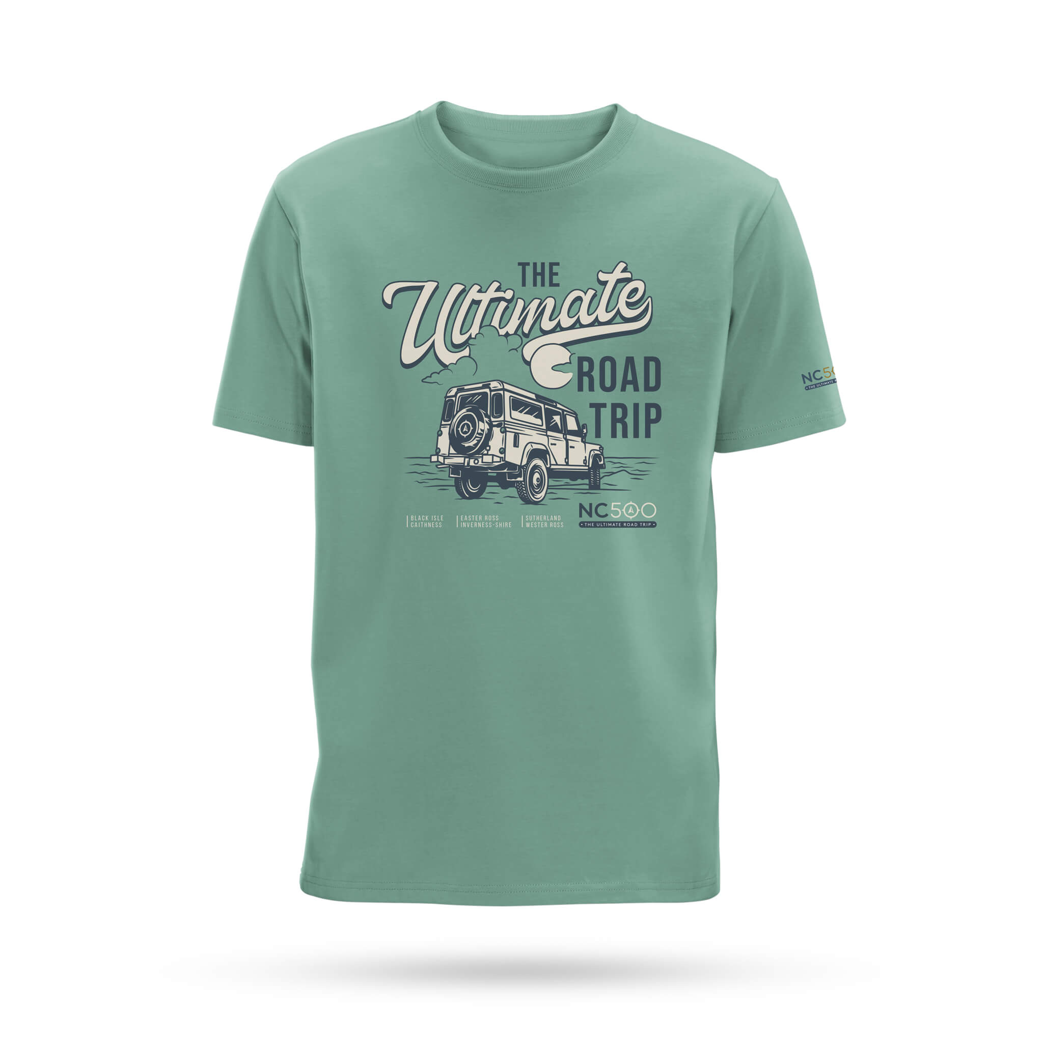 NC500 Ultimate Road Trip T-Shirt - Mid Heather Green